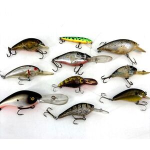Vintage Fishing Lures Lot‎ of 10 Crankbait Stump Knocker Rattle